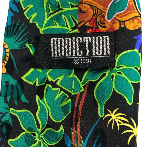 Vintage Addiction Men’s Fun Jungle Print Tie Silk - Picture 2 of 6
